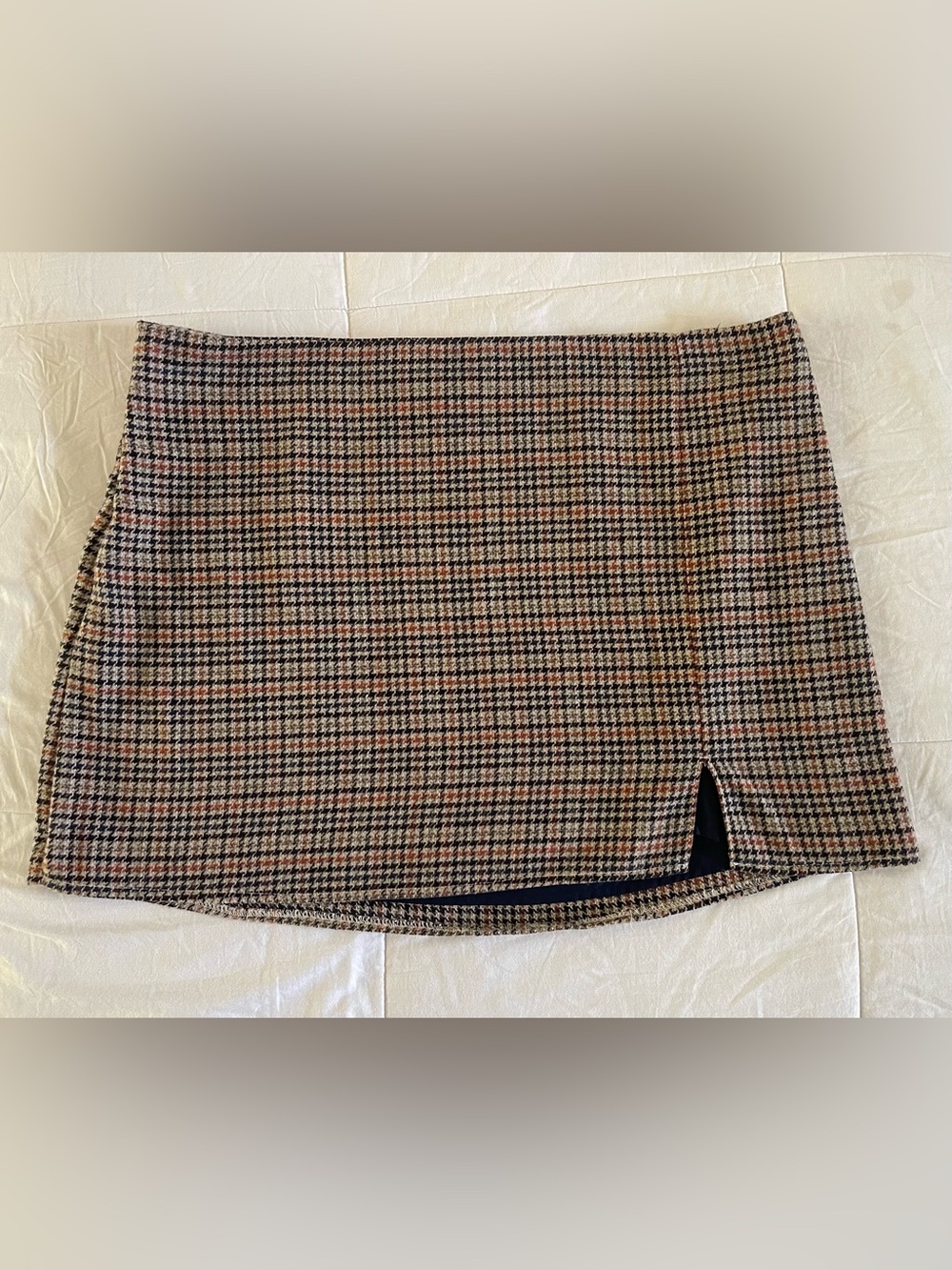 Old Navy Plus Size 3X Plaid Houndstooth Mini Skirt Side Slit Dark Academia